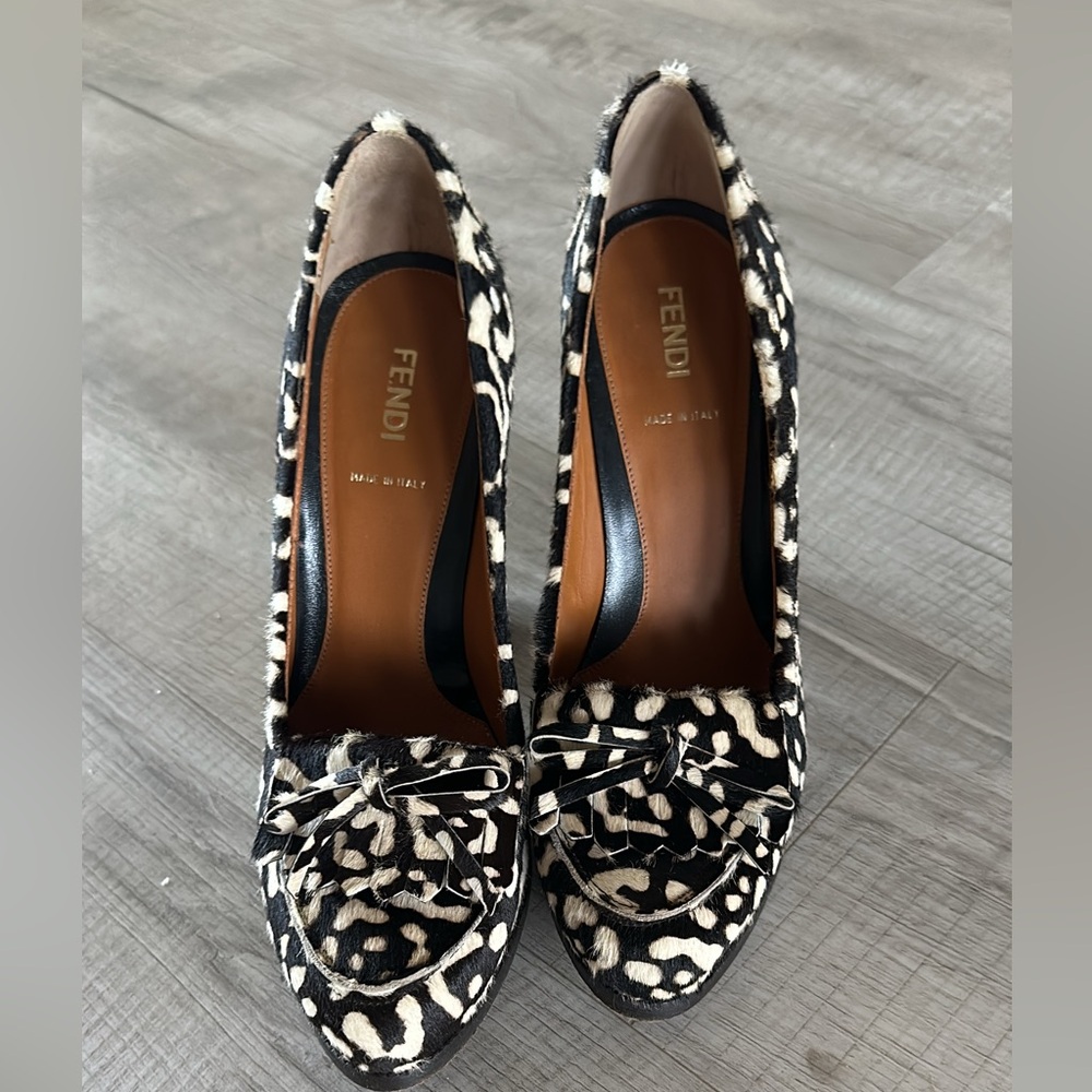 Authentic Fendi Pony hair heels Size 38.5 or 7.5 US.